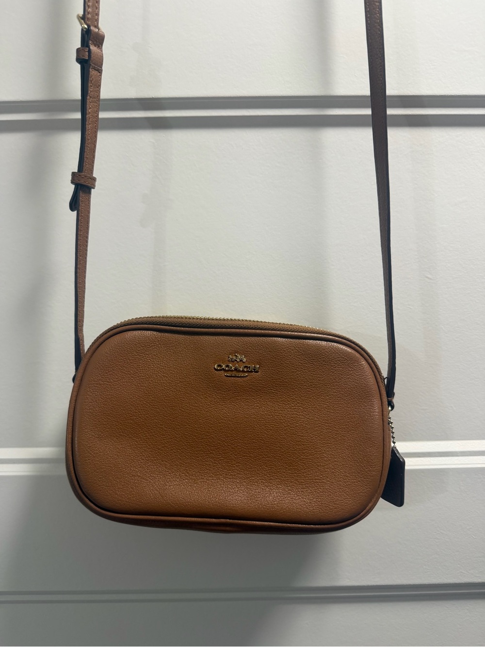Coach Pebble Leather Crossbody Bag in Saddle Brown